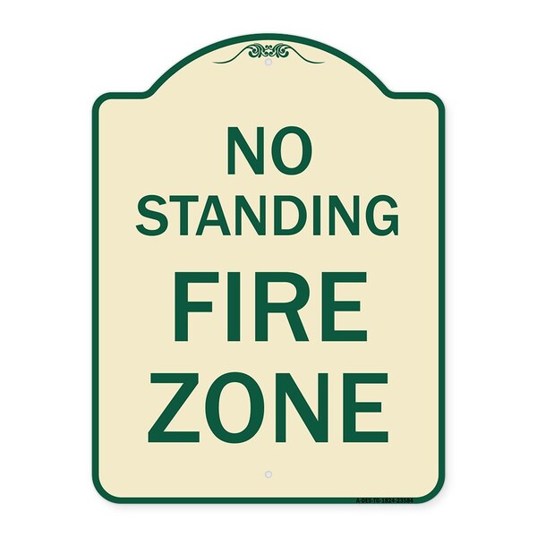 Signmission No Standing Fire Zone Heavy-Gauge Aluminum Architectural Sign, 24" x 18", TG-1824-23584 A-DES-TG-1824-23584 - main